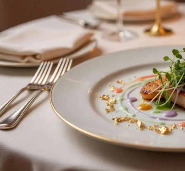 Elegantně naaranžovaný pokrm ve fine dining stylu
