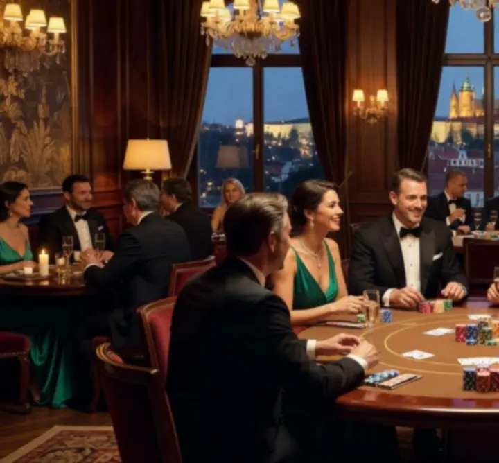 Slavnostní pokerový večer v luxusním salónku