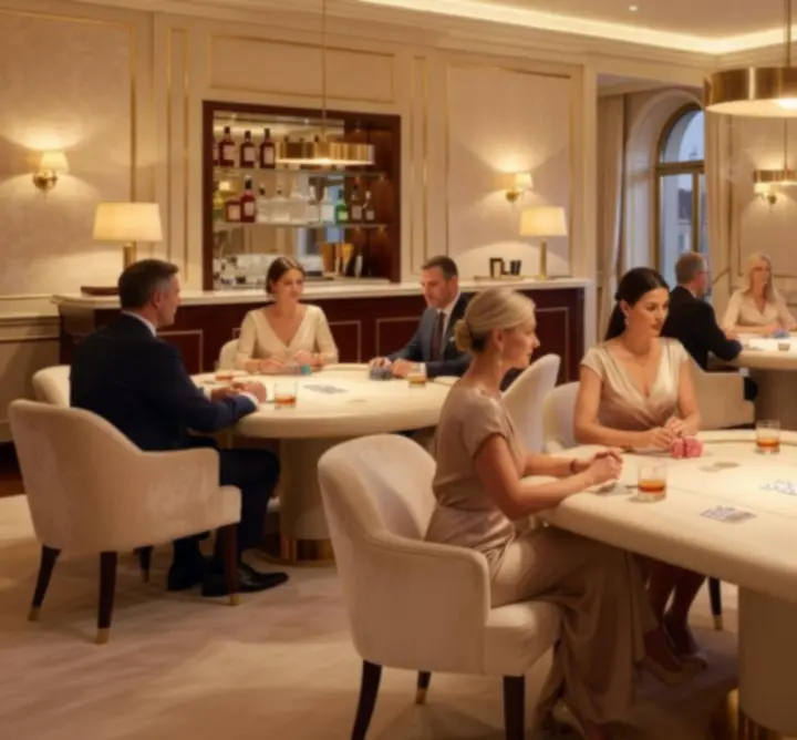 Luxusní pokerový VIP lounge s elegantním osvětlením