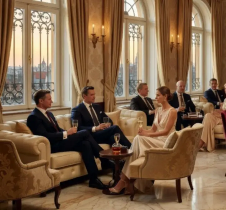 Hosté si užívají VIP večer v luxusním lounge v Praze